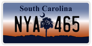 NYA465  license plate in SC