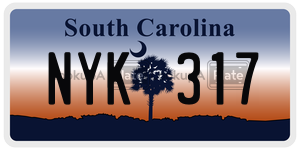 NYK317 license plate in South Carolina