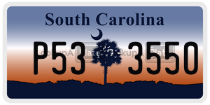 P533550 license plate in South Carolina