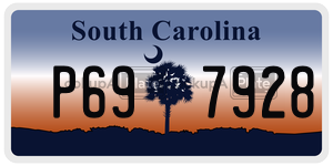 P697928  license plate in SC
