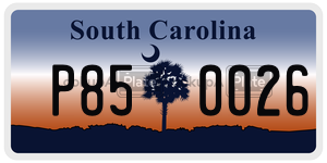 P850026  license plate in SC