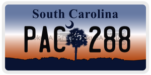 PAC288 license plate in South Carolina