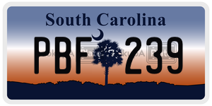 PBF239  license plate in SC