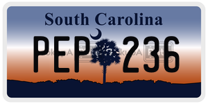 PEP236 license plate in South Carolina