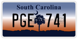 PGE741 license plate in South Carolina