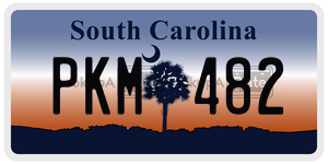 PKM482 license plate in South Carolina