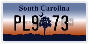 PL973  license plate in SC