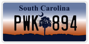 PWK894  license plate in SC