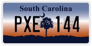 PXE144 license plate in South Carolina