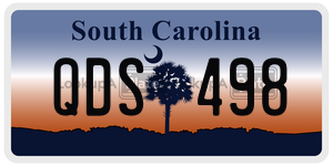QDS498 license plate in South Carolina
