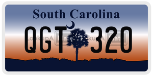 QGT320 license plate in South Carolina