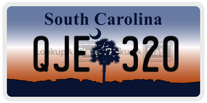 QJE320 license plate in South Carolina