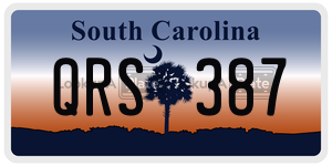 QRS387 license plate in South Carolina