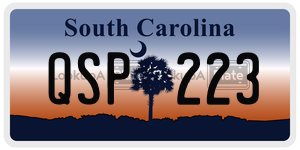 QSP223 license plate in South Carolina
