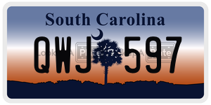 QWJ597 license plate in South Carolina