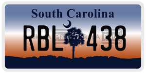 RBL438 license plate in South Carolina
