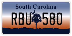 RBU580  license plate in SC