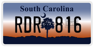 RDR816 license plate in South Carolina