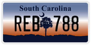 REB788  license plate in SC