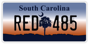RED485 license plate in South Carolina