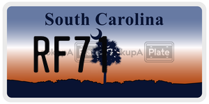 RF71  license plate in SC