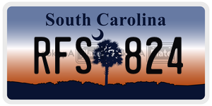 RFS824  license plate in SC