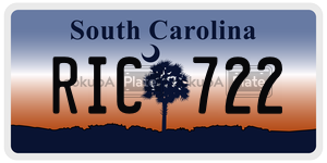 RIC722  license plate in SC