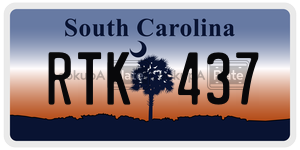 RTK437  license plate in SC