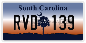 RVD139 license plate in South Carolina