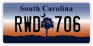 RWD706  license plate in SC
