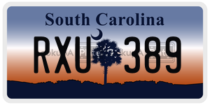 RXU389 license plate in South Carolina