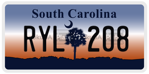 RYL208  license plate in SC