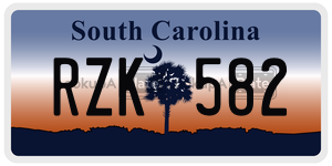 RZK582  license plate in SC