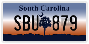 SBU879  license plate in SC