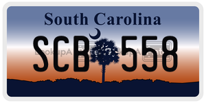 SCB558  license plate in SC