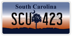 SCU423 license plate in South Carolina