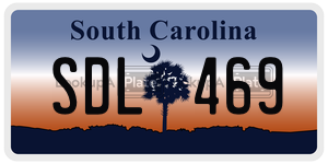 SDL469  license plate in SC