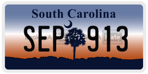 SEP913 license plate in South Carolina