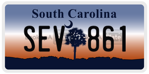 SEV861 license plate in South Carolina