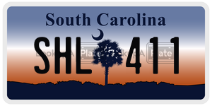 SHL411  license plate in SC