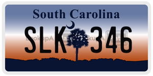 SLK346  license plate in SC