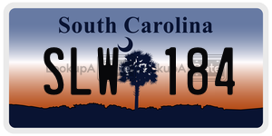 SLW184 license plate in South Carolina