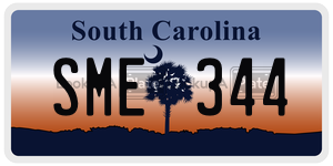SME344  license plate in SC