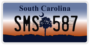 SMS587  license plate in SC