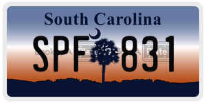 SPF831  license plate in SC