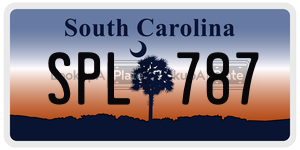 SPL787 license plate in South Carolina