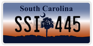 SSI445 license plate in South Carolina