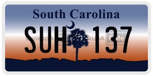 SUH137  license plate in SC