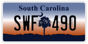SWF490  license plate in SC