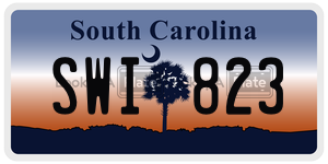 SWI823 license plate in South Carolina